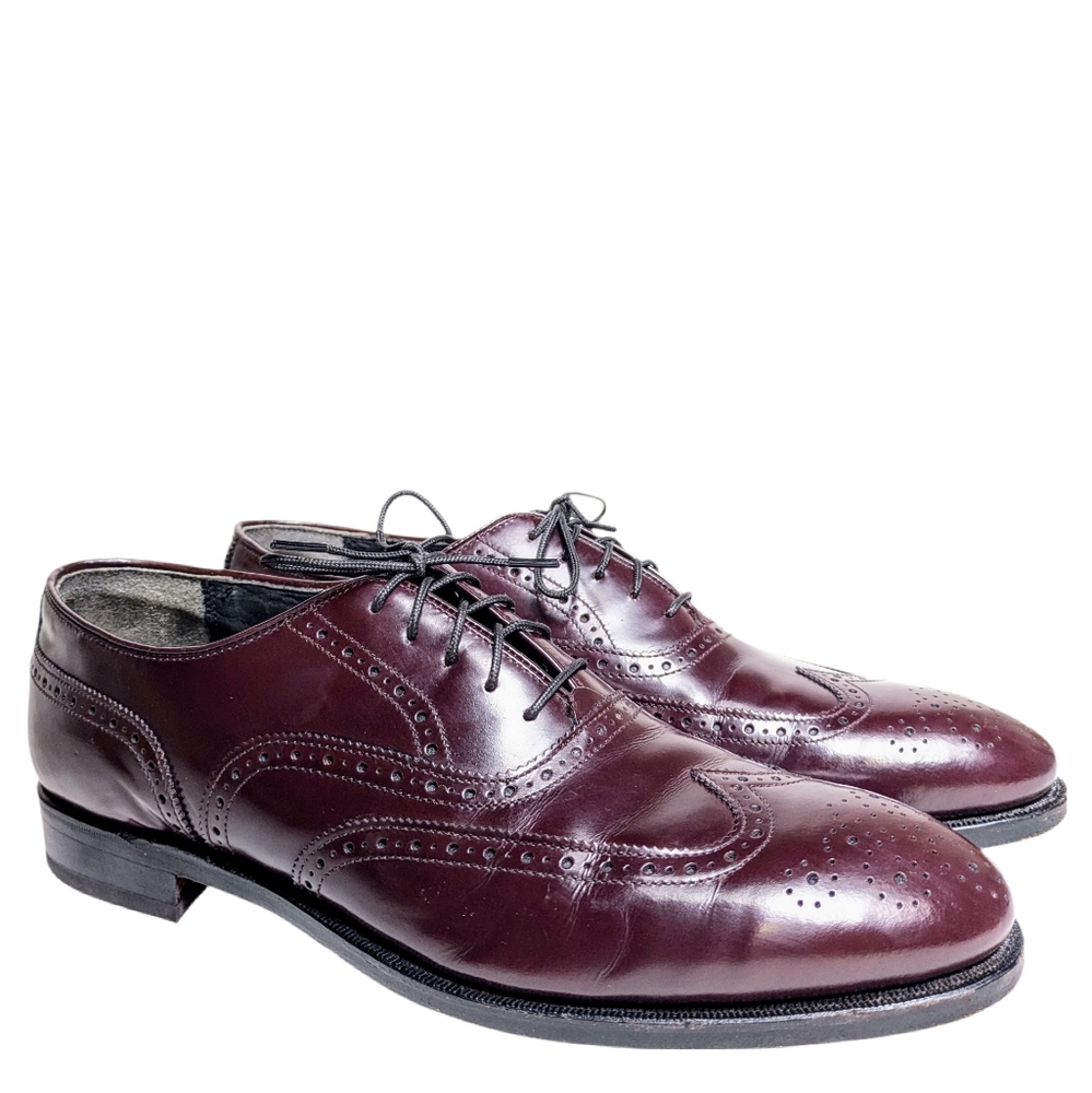 Wright Vintage Brogue Wingtip Oxford Burgundy Men's Sz 10B